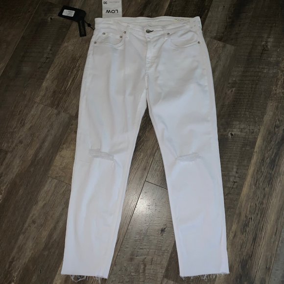 NWT Rag & Bone DRE White Low Rise Ankle Slim Boyfriend Jeans Size 30